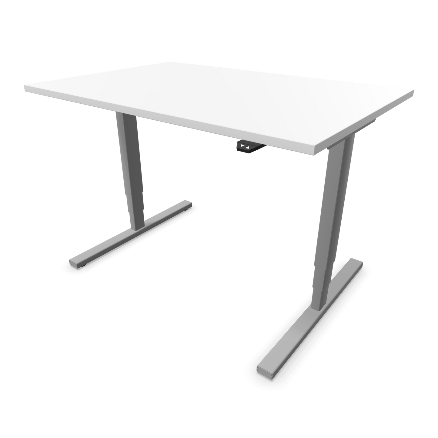 Narbutas Easy High Sitz-Steh-Schreibtisch 1200x800mm, Gestell Silbergrau, Tischplatte Weiss