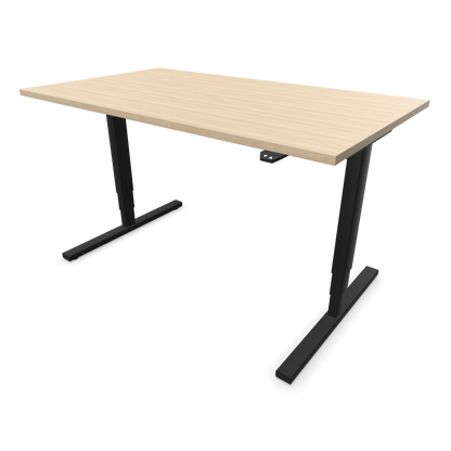 Narbutas Easy High Sitz-Steh-Schreibtisch 1400x800mm, Gestell Schwarz, Tischplatte Eschendekor sandbeige mit Struktur