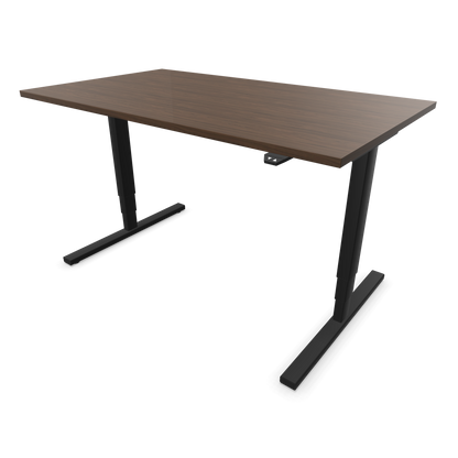 Narbutas Easy High Sitz-Steh-Schreibtisch 1400x800mm, Gestell Schwarz, Tischplatte Walnussdekor dunkel mit Struktur