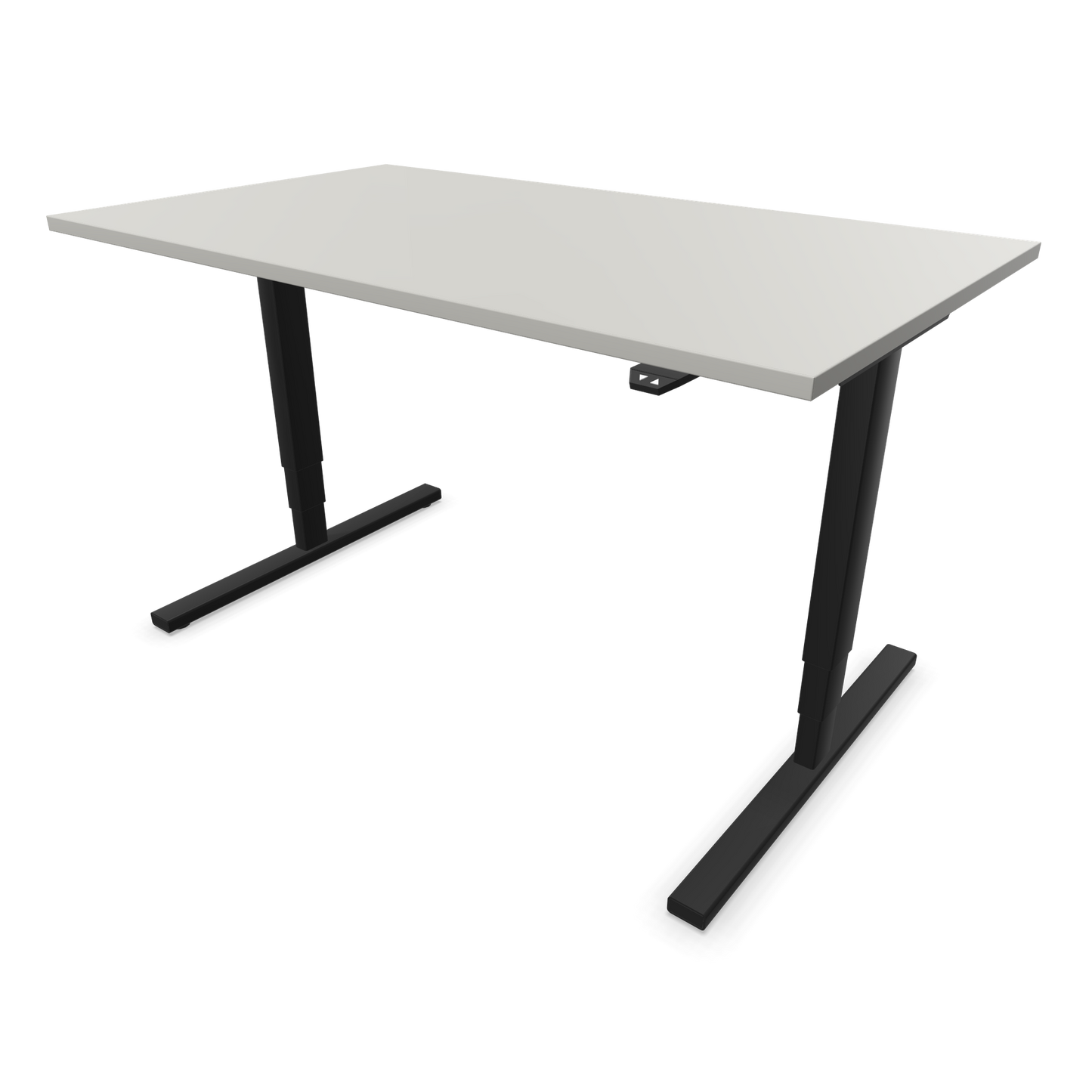 Narbutas Easy High Sitz-Steh-Schreibtisch 1400x800mm, Gestell Schwarz, Tischplatte Perlgrau