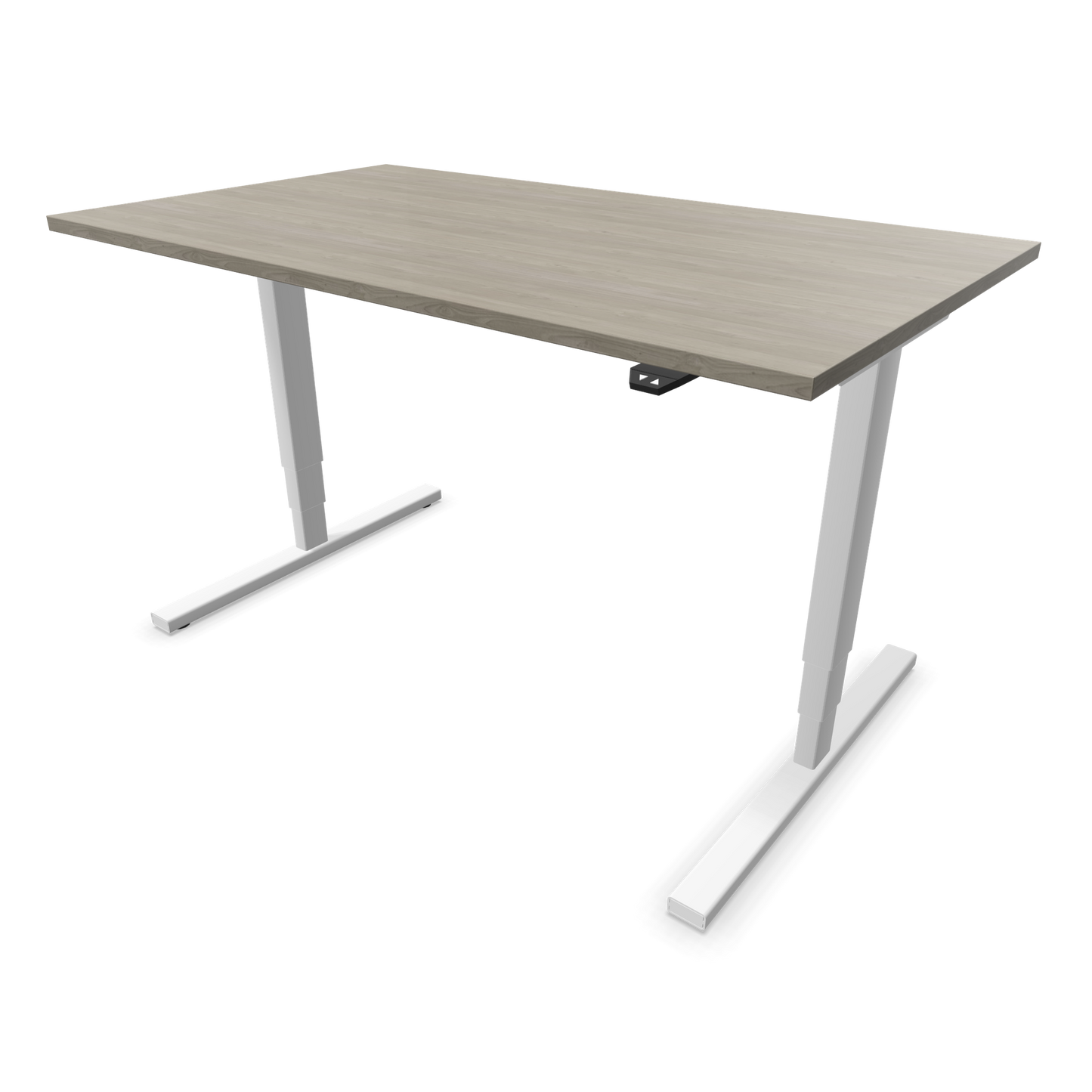 Narbutas Easy High Sitz-Steh-Schreibtisch 1400x800mm, Gestell Weiss, Tischplatte Holzdekor grau mit Struktur