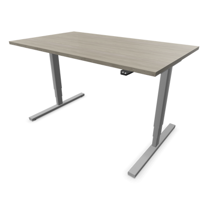 Narbutas Easy High Sitz-Steh-Schreibtisch 1400x800mm, Gestell Silbergrau, Tischplatte Holzdekor grau mit Struktur