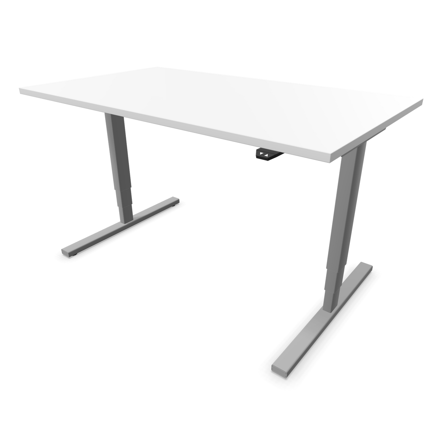 Narbutas Easy High Sitz-Steh-Schreibtisch 1400x800mm, Gestell Silbergrau, Tischplatte Weiss