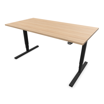 Narbutas Easy High Sitz-Steh-Schreibtisch 1600x800mm, Gestell Schwarz, Tischplatte Bernsteineichendekor mit Struktur