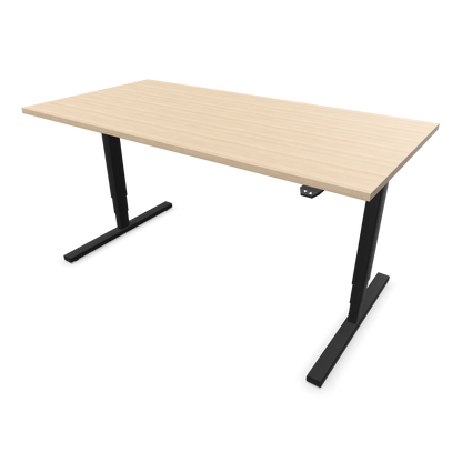 Narbutas Easy High Sitz-Steh-Schreibtisch 1600x800mm, Gestell Schwarz, Tischplatte Eschendekor sandbeige mit Struktur