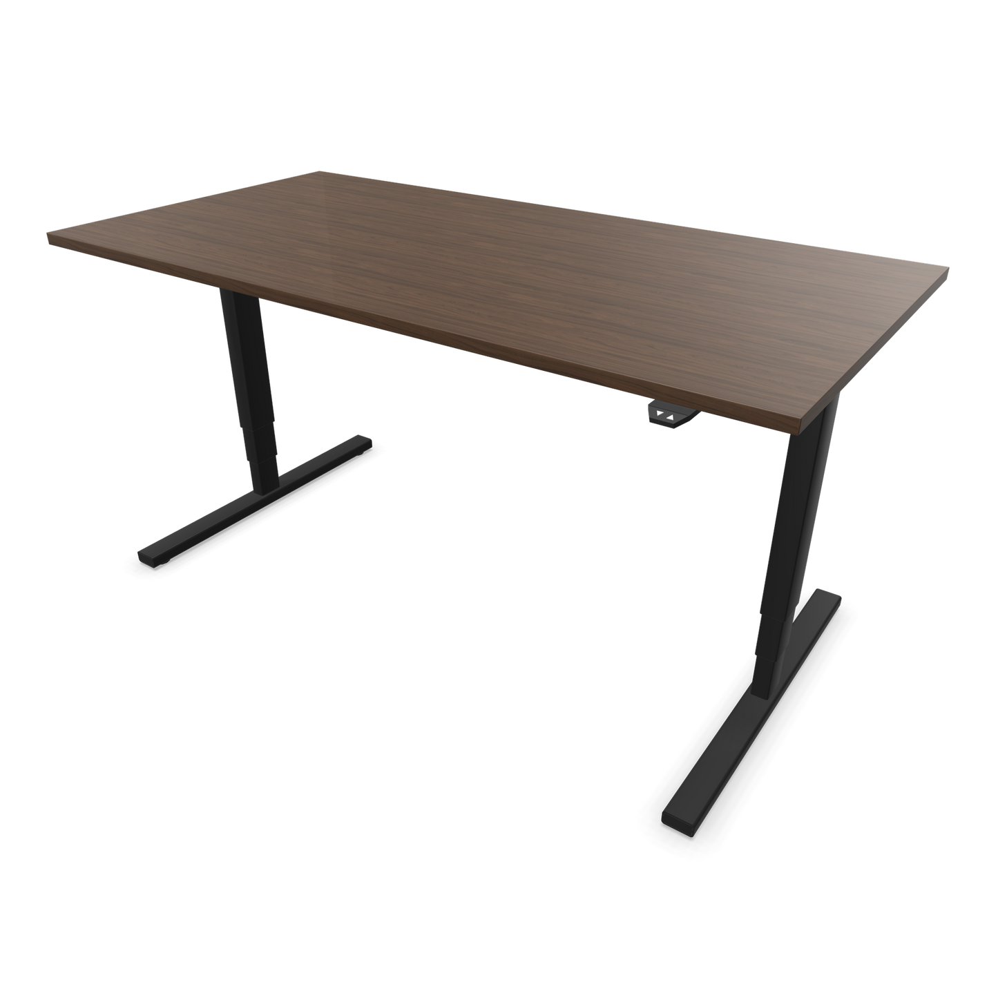 Narbutas Easy High Sitz-Steh-Schreibtisch 1600x800mm, Gestell Schwarz, Tischplatte Walnussdekor dunkel mit Struktur