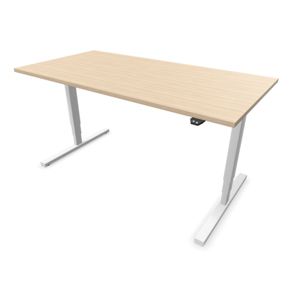 Narbutas Easy High Sitz-Steh-Schreibtisch 1600x800mm, Gestell Weiss, Tischplatte Eschendekor sandbeige mit Struktur