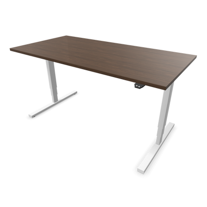 Narbutas Easy Sitz-Steh-Schreibtisch 1600x800mm, Gestell Weiss, Tischplatte Walnussdekor dunkel mit Struktur