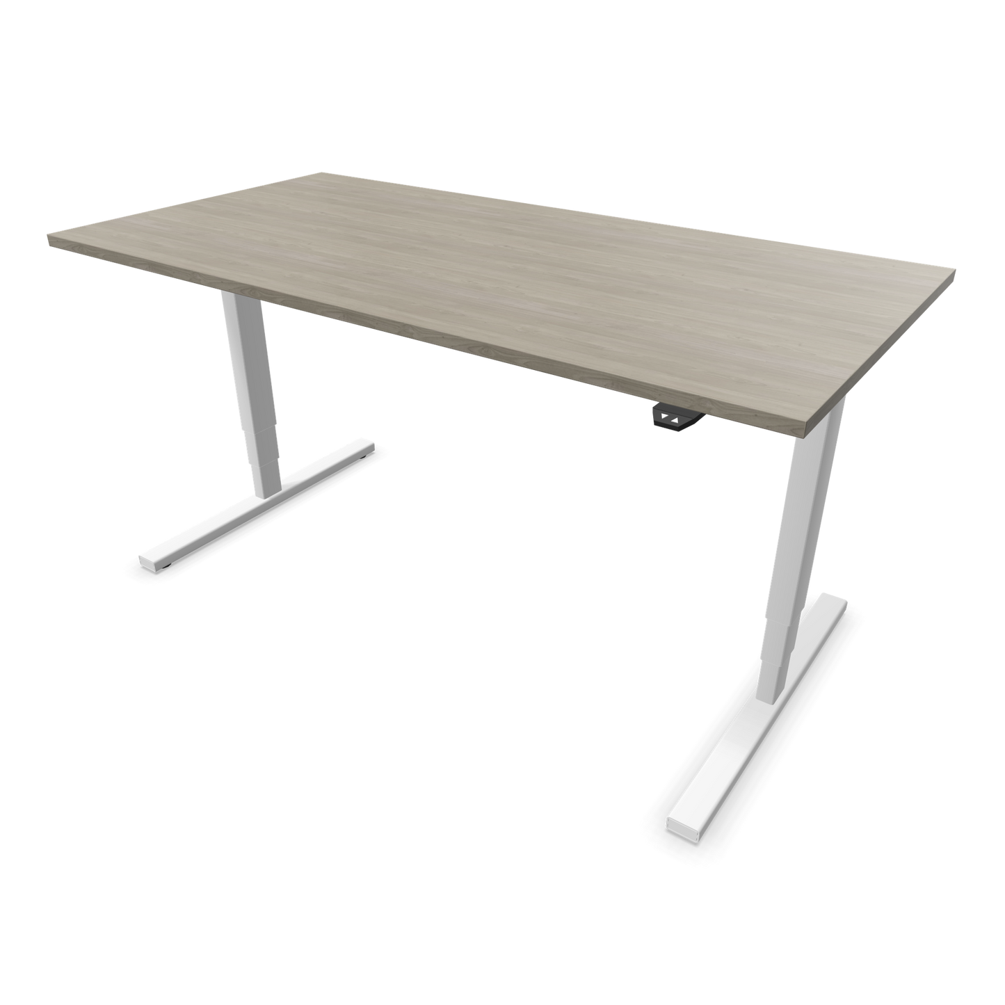 Narbutas Easy High Sitz-Steh-Schreibtisch 1600x800mm, Gestell Weiss, Tischplatte Holzdekor grau mit Struktur
