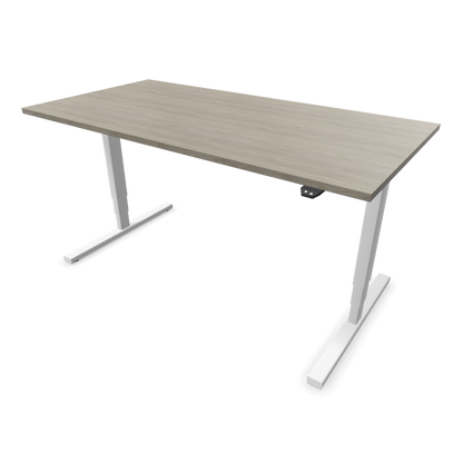 Narbutas Easy High Sitz-Steh-Schreibtisch 1600x800mm, Gestell Weiss, Tischplatte Holzdekor grau mit Struktur