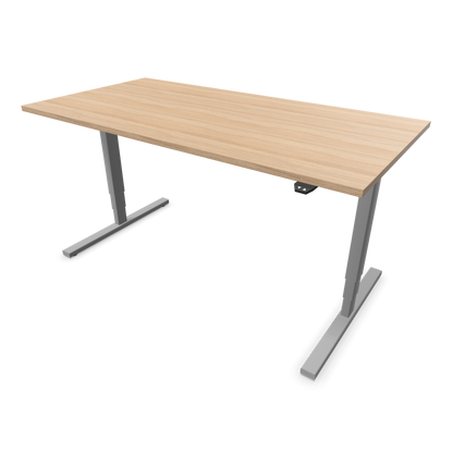 Narbutas Easy High Sitz-Steh-Schreibtisch 1600x800mm, Gestell Silbergrau, Tischplatte Bernsteineichendekor mit Struktur