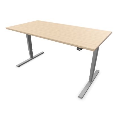 Narbutas Easy High Sitz-Steh-Schreibtisch 1600x800mm, Gestell Silbergrau, Tischplatte Eschendekor sandbeige mit Struktur