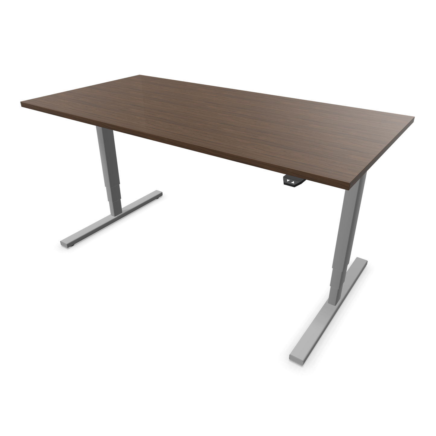Narbutas Easy High Sitz-Steh-Schreibtisch 1600x800mm, Gestell Silbergrau, Tischplatte Walnussdekor dunkel mit Struktur