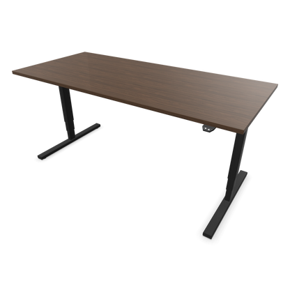 Narbutas Easy High Sitz-Steh-Schreibtisch 1800x800mm, Gestell Schwarz, Tischplatte Walnussdekor dunkel mit Struktur