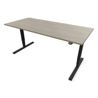 Narbutas Easy High Sitz-Steh-Schreibtisch 1800x800mm, Gestell Schwarz, Tischplatte Holzdekor grau mit Struktur