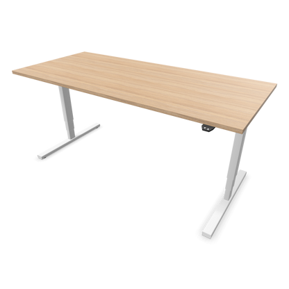 Narbutas Easy High Sitz-Steh-Schreibtisch 1800x800mm, Gestell Silbergrau, Tischplatte Bernsteineichendekor mit Struktur