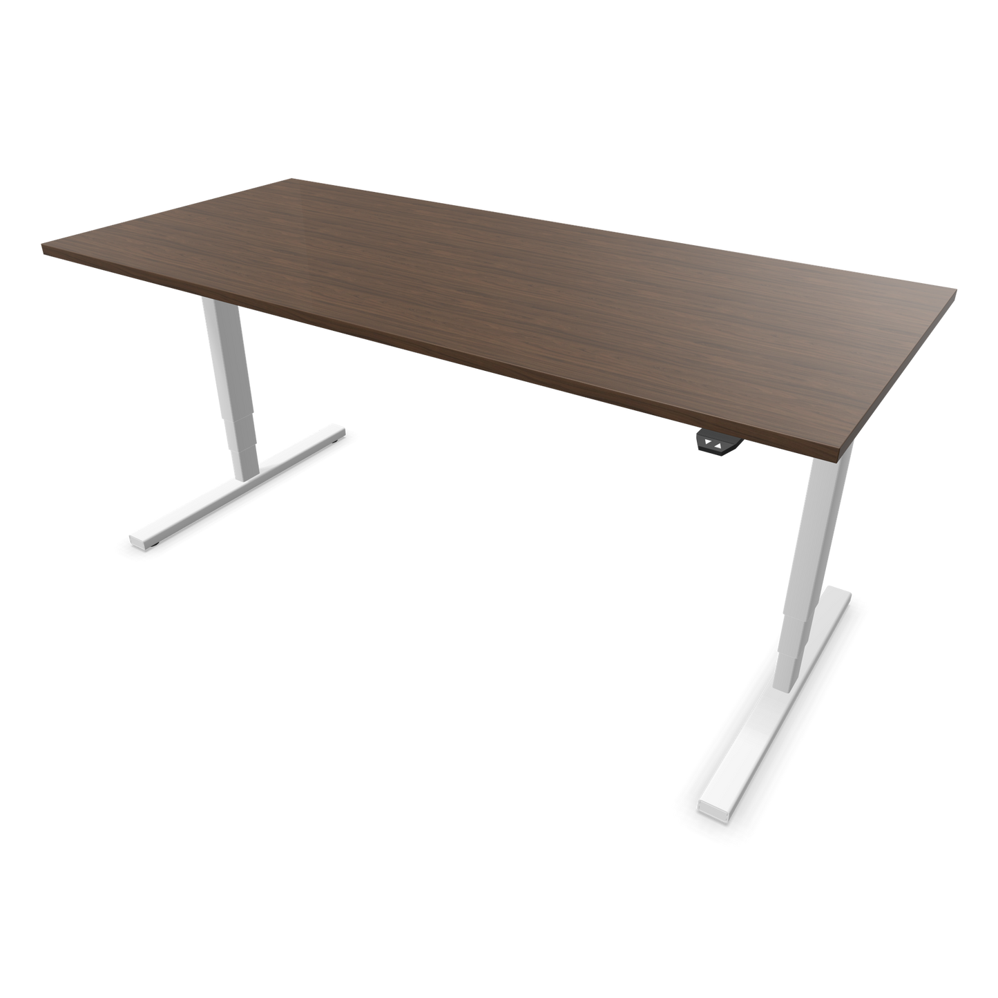 Narbutas Easy Sitz-Steh-Schreibtisch 1800x800mm, Gestell Weiss, Tischplatte Walnussdekor dunkel mit Struktur