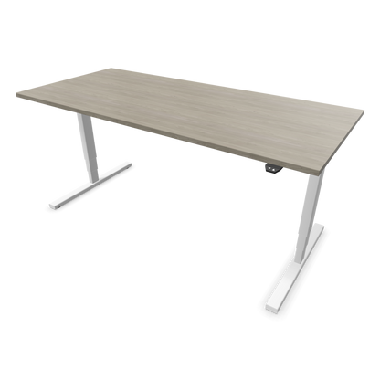 Narbutas Easy High Sitz-Steh-Schreibtisch 1800x800mm, Gestell Weiss, Tischplatte Holzdekor grau mit Struktur
