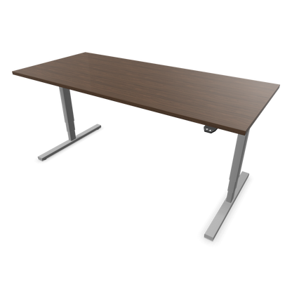 Narbutas Easy High Sitz-Steh-Schreibtisch 1800x800mm, Gestell Silbergrau, Tischplatte Walnussdekor dunkel mit Struktur