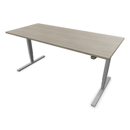 Narbutas Easy High Sitz-Steh-Schreibtisch 1800x800mm, Gestell Silbergrau, Tischplatte Holzdekor grau mit Struktur