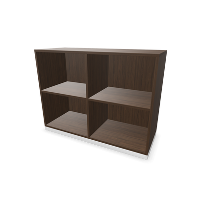 Narbutas Choice Regal 2-OH mit Trennwand 1000mm breit aus Nussbaumdekor dunkel mit Sockel Weiss - 6029295
