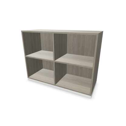 Narbutas Choice Regal 2-OH mit Trennwand 1000mm breit aus Holzdekor grau mit Sockel Weiss - 6029296