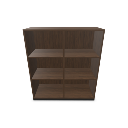 Narbutas Choice Regal 3-OH mit Trennwand 1000mm breit aus Nussbaumdekor dunkel mit Sockel Schwarz Frontansicht - 6029322