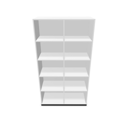 Narbutas Choice Regal 5-OH mit Trennwand 1000mm breit aus Weiss mit Sockel Schwarz Frontansicht - 6029396