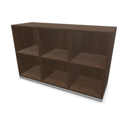 Narbutas Choice Regal 2-OH mit Trennwand 1200mm breit aus Nussbaumdekor dunkel mit Sockel Silbergrau - 6029520