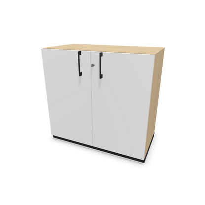 Narbutas Choice Flügeltürschrank 2-OH - 800mm - Griff und Sockel Schwarz - Kubus Eichendekor - Front Weiss - 6029736