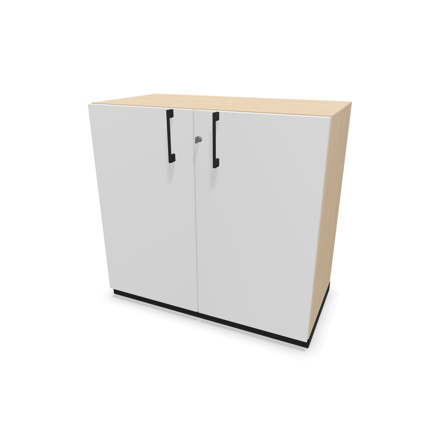 Narbutas Choice Flügeltürschrank 2-OH - 800mm - Griff und Sockel Schwarz - Kubus Eschendekor - Front Weiss - 6029746