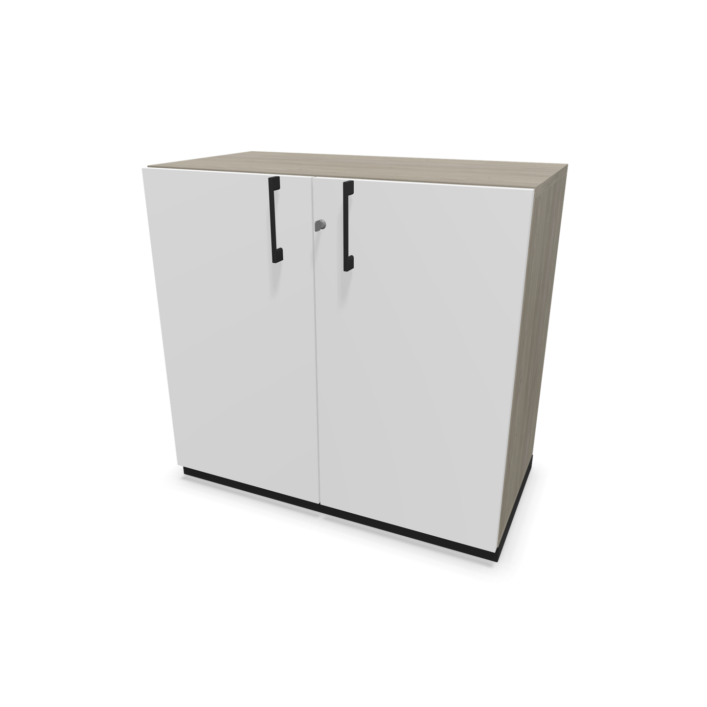Narbutas Choice Flügeltürschrank 2-OH - 800mm - Griff und Sockel Schwarz - Kubus Holzdekor grau - Front Weiss - 6029756
