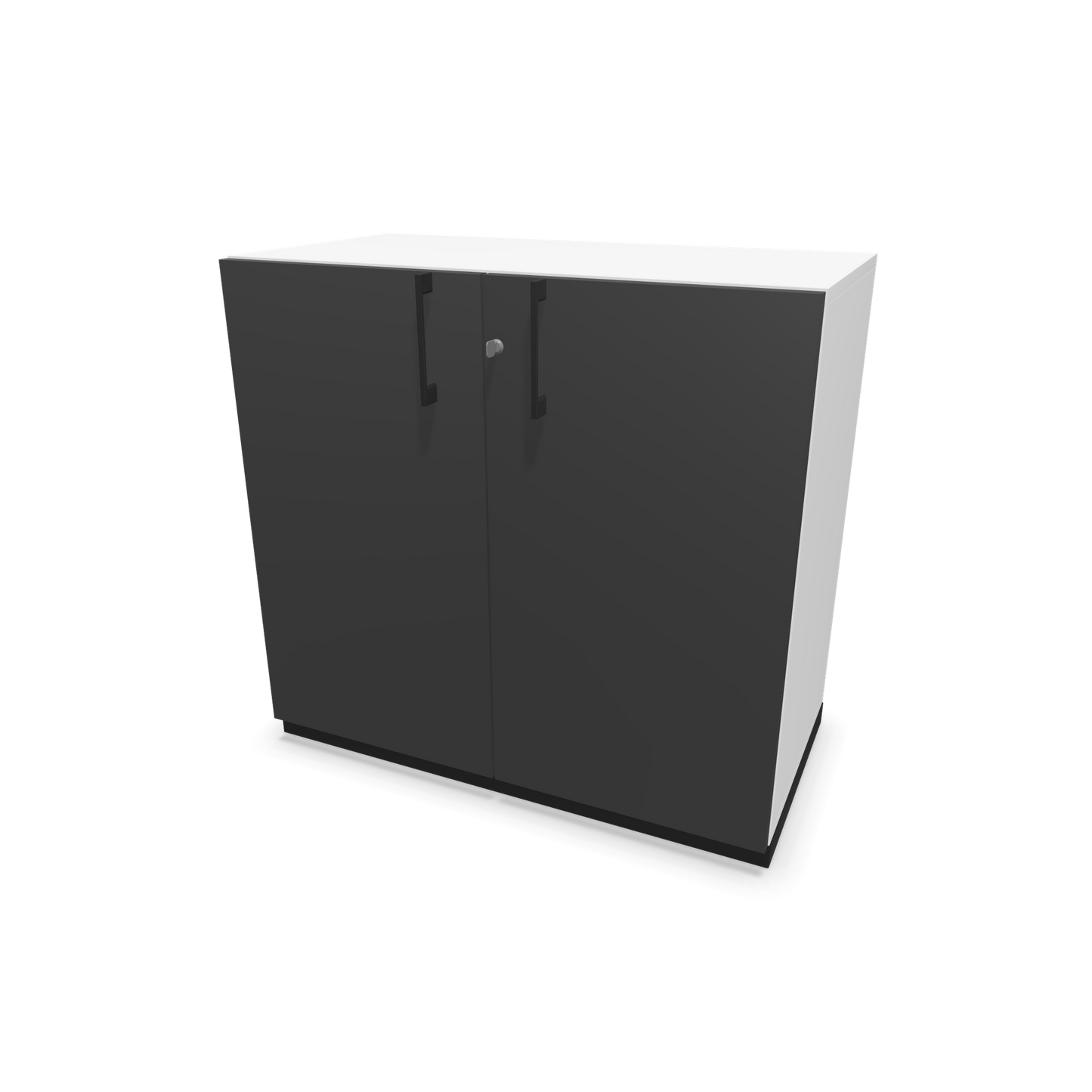 Narbutas Choice Flügeltürschrank 2-OH - 800mm - Griff und Sockel Schwarz - Kubus Weiss - Front Dunkelgrau - 6029766