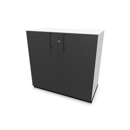 Narbutas Choice Flügeltürschrank 2-OH - 800mm - Griff und Sockel Schwarz - Kubus Weiss - Front Dunkelgrau - 6029766