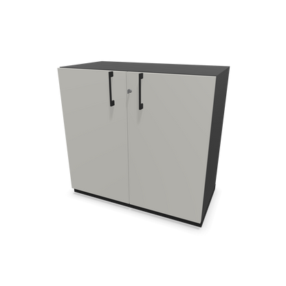 Narbutas Choice Flügeltürschrank 2-OH - 800mm - Griff und Sockel Schwarz - Kubus Dunkelgrau - Front Perlgrau - 6029777