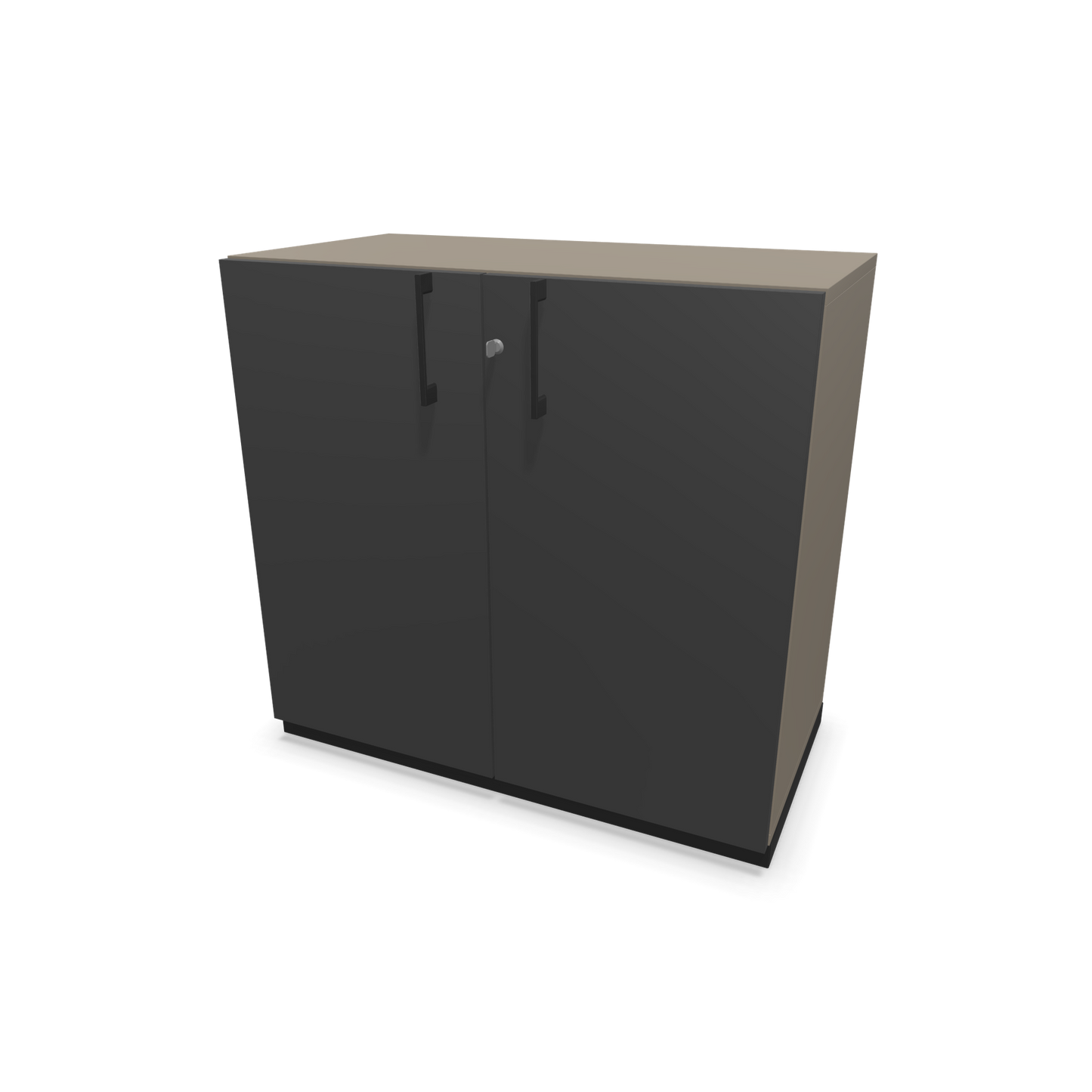 Narbutas Choice Flügeltürschrank 2-OH - 800mm - Griff und Sockel Schwarz - Kubus Cubanitgrau - Front Dunkelgrau - 6029784