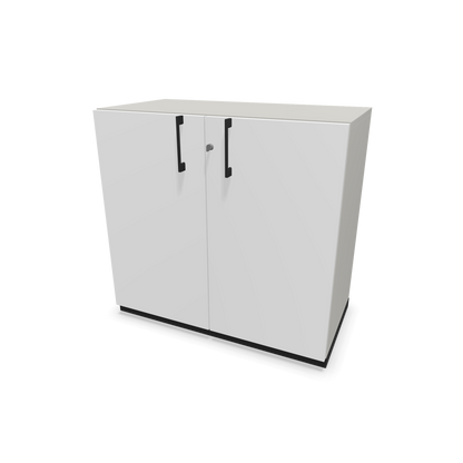 Narbutas Choice Flügeltürschrank 2-OH - 800mm - Griff und Sockel Schwarz - Kubus Perlgrau - Front Weiss - 6029792