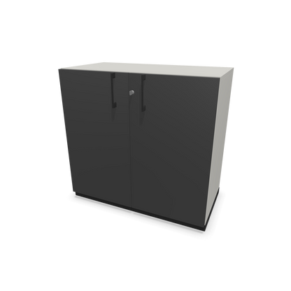 Narbutas Choice Flügeltürschrank 2-OH - 800mm - Griff und Sockel Schwarz - Kubus Perlgrau - Front Dunkelgrau - 6029793
