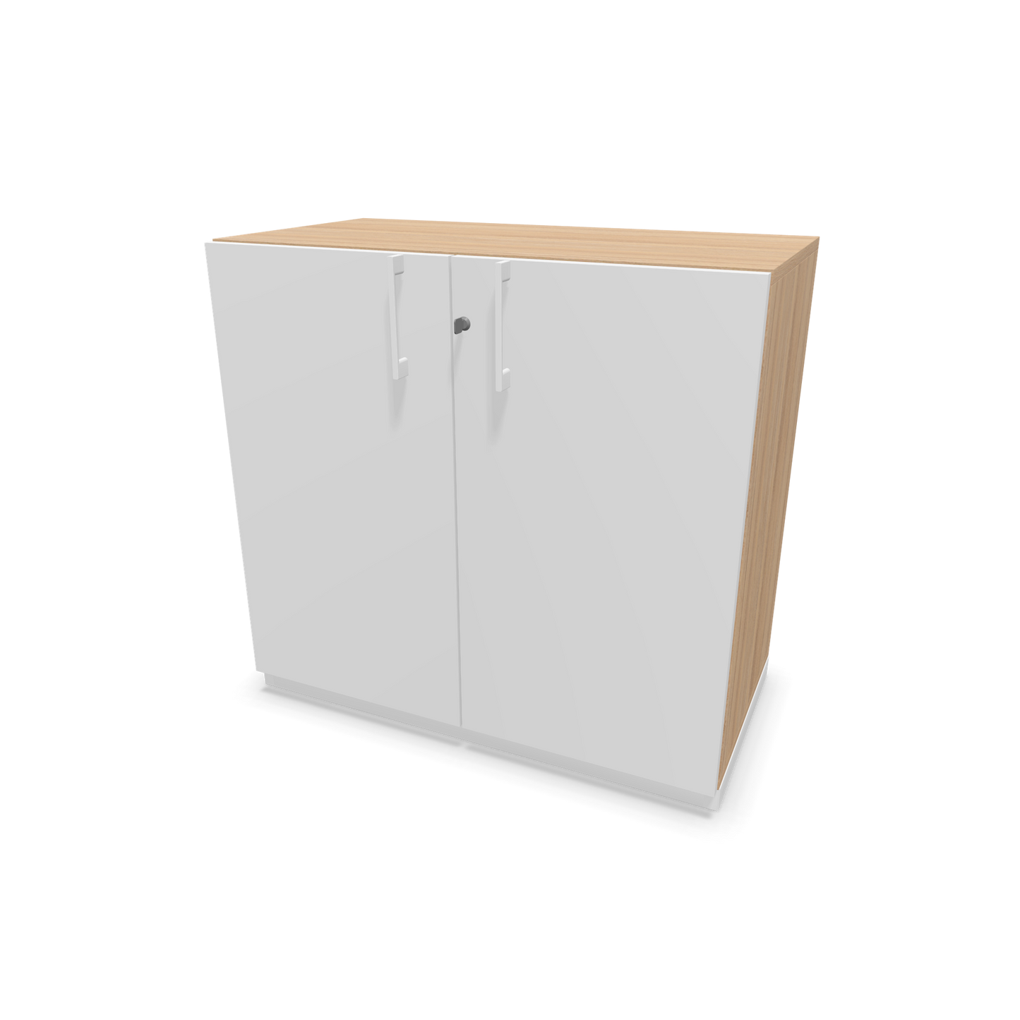 Narbutas Choice Flügeltürschrank 2-OH - 800mm - Griff und Sockel Weiss - Kubus Bernsteineichendekor - Front Weiss - 6029802