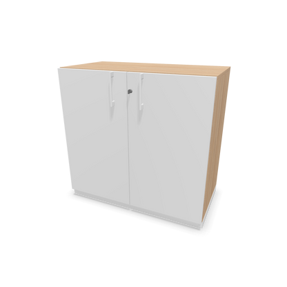 Narbutas Choice Flügeltürschrank 2-OH - 800mm - Griff und Sockel Weiss - Kubus Bernsteineichendekor - Front Weiss - 6029802