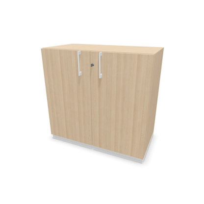 Narbutas Choice Flügeltürschrank 2-OH - 800mm - Griff und Sockel Weiss - Kubus Eschendekor - Front Eschendekor - 6029806
