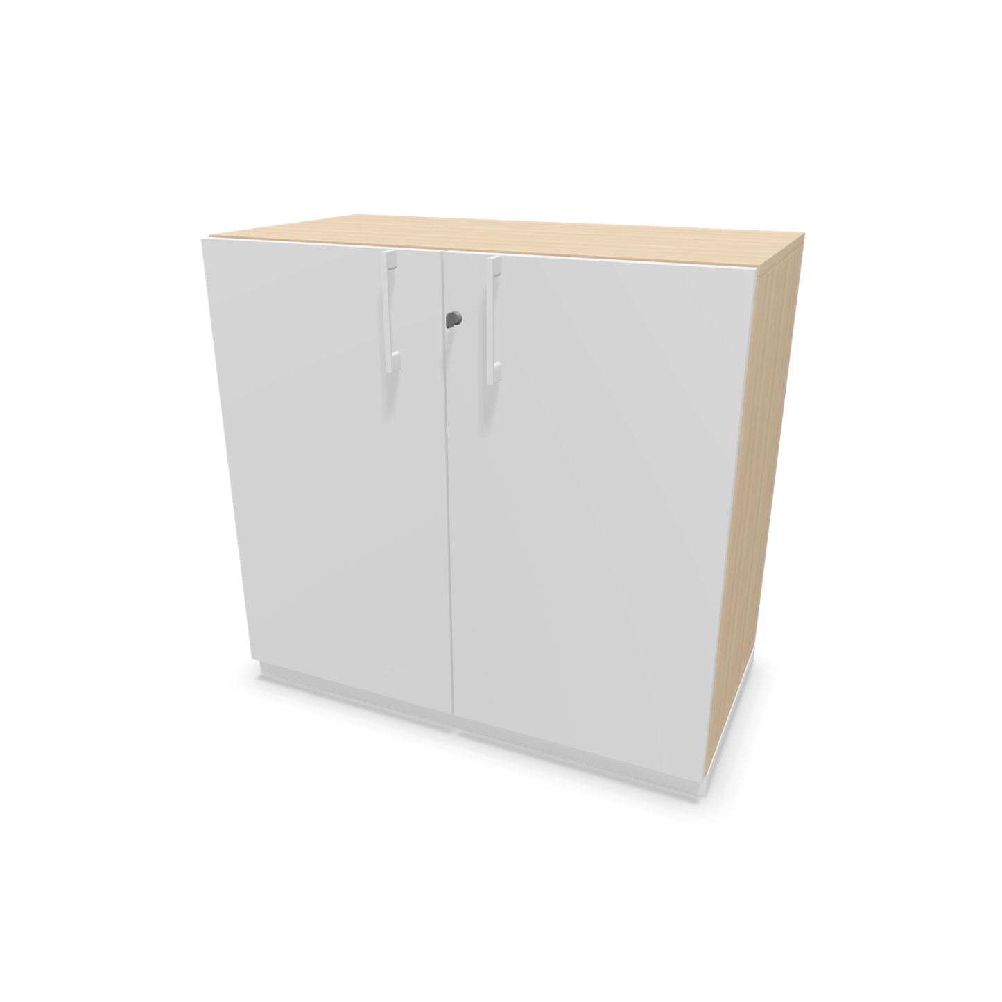 Narbutas Choice Flügeltürschrank 2-OH - 800mm - Griff und Sockel Weiss - Kubus Eschendekor - Front Weiss - 6029807