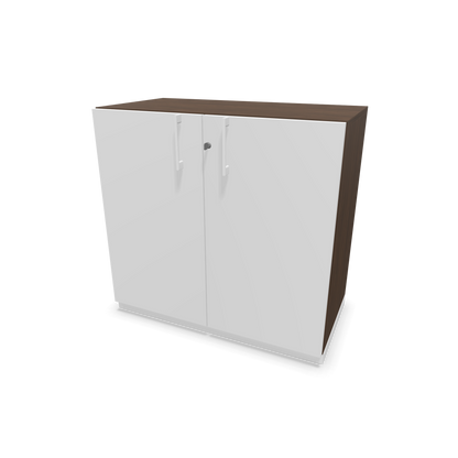 Narbutas Choice Flügeltürschrank 2-OH - 800mm - Griff und Sockel Weiss - Kubus Nussbaumdekor - Front Weiss - 6029812