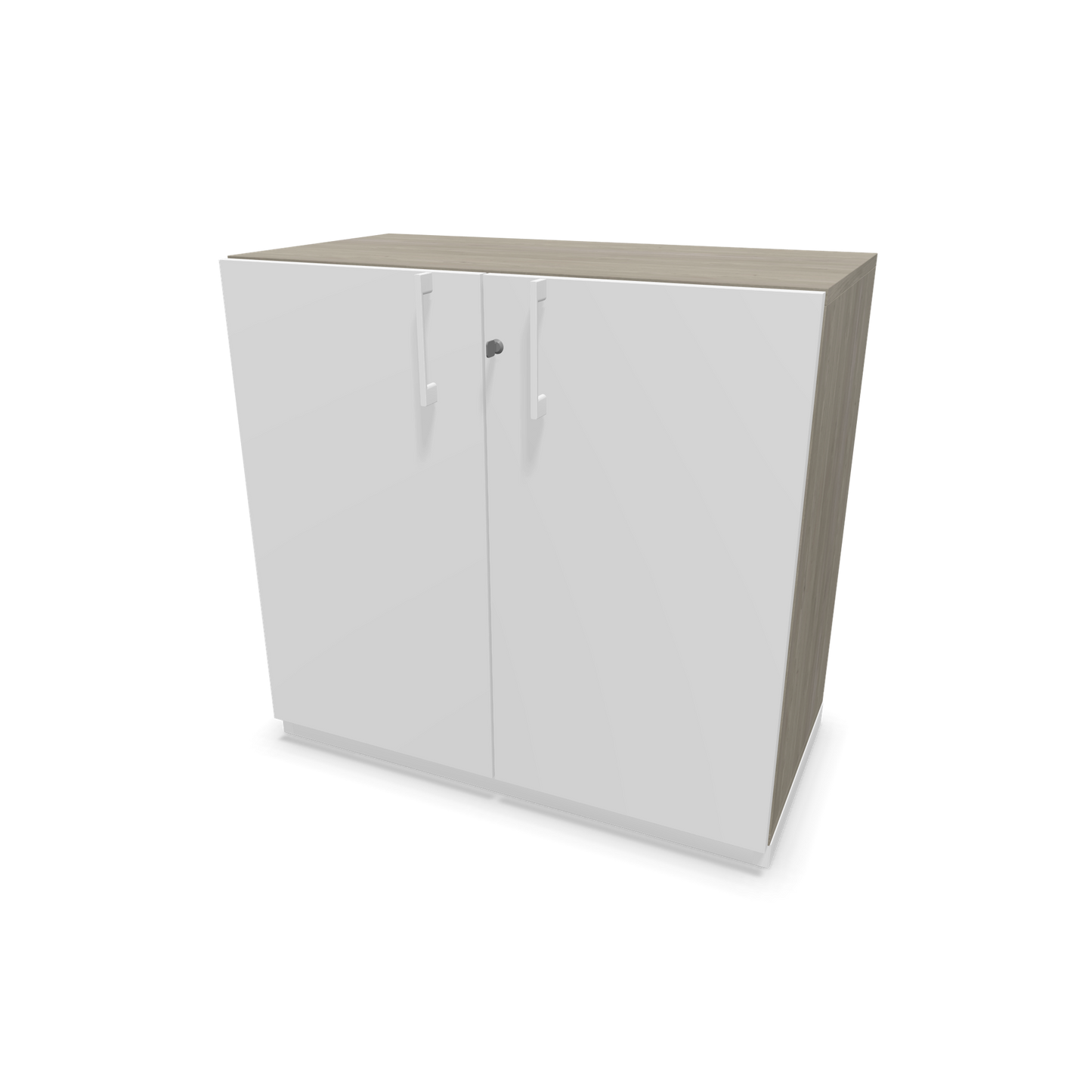 Narbutas Choice Flügeltürschrank 2-OH - 800mm - Griff und Sockel Weiss - Kubus Holzdekor grau - Front Weiss - 6029817