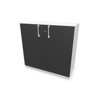 Narbutas Choice Flügeltürschrank 2-OH - 800mm - Griff und Sockel Weiss - Kubus Weiss - Front Dunkelgrau - 6029827