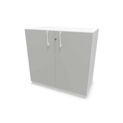 Narbutas Choice Flügeltürschrank 2-OH - 800mm - Griff und Sockel Weiss - Kubus Weiss - Front Perlgrau - 6029829