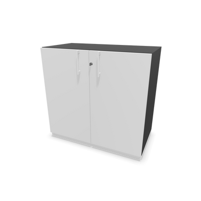 Narbutas Choice Flügeltürschrank 2-OH - 800mm - Griff und Sockel Weiss - Kubus Dunkelgrau - Front Weiss - 6029835