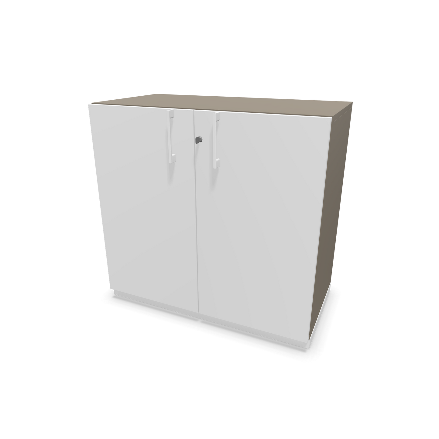 Narbutas Choice Flügeltürschrank 2-OH - 800mm - Griff und Sockel Weiss - Kubus Cubanitgrau - Front Weiss - 6029844