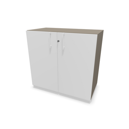 Narbutas Choice Flügeltürschrank 2-OH - 800mm - Griff und Sockel Weiss - Kubus Cubanitgrau - Front Weiss - 6029844