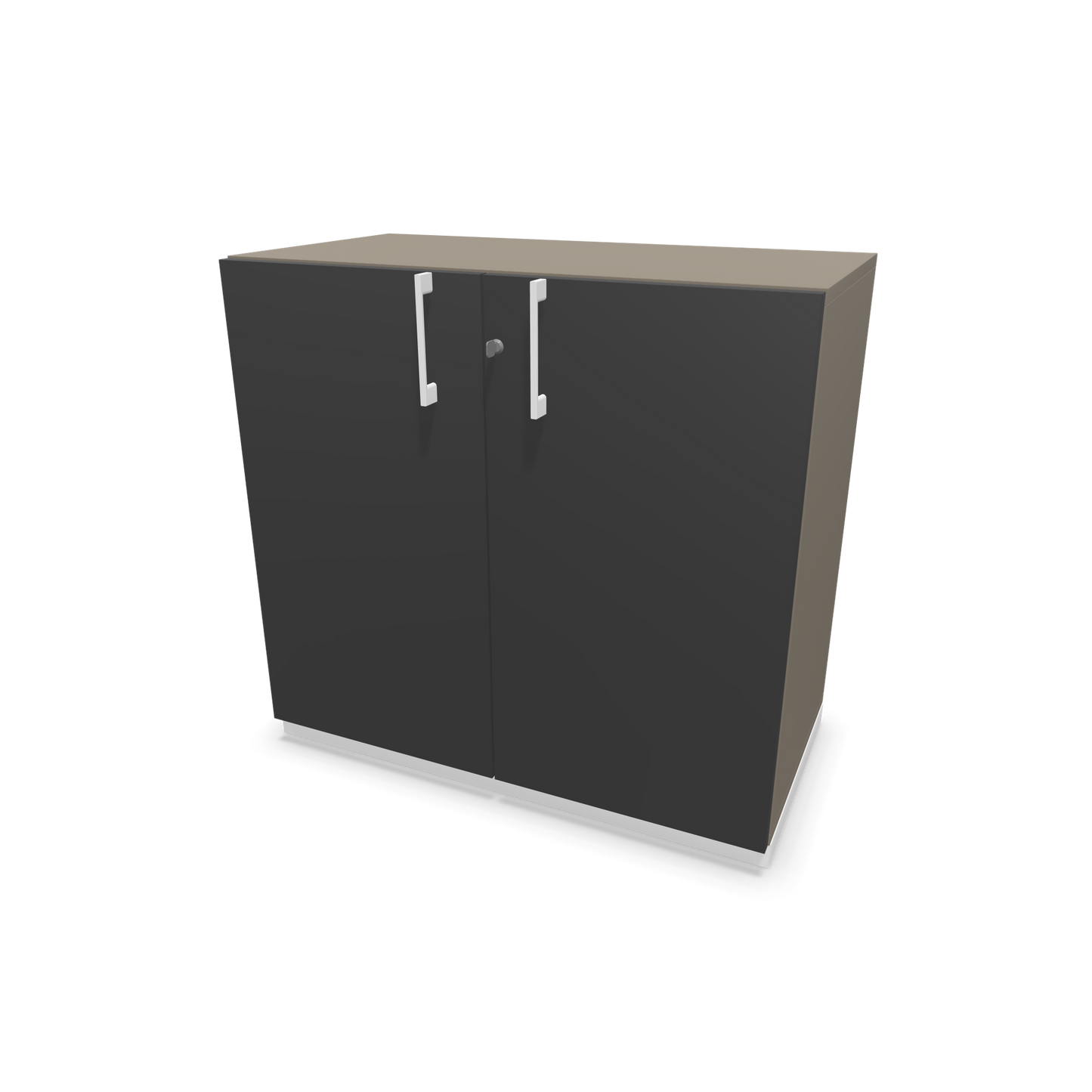 Narbutas Choice Flügeltürschrank 2-OH - 800mm - Griff und Sockel Weiss - Kubus Cubanitgrau - Front Dunkelgrau - 6029845